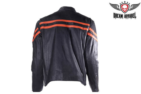 Men Racer Jacket with Orange Stripes