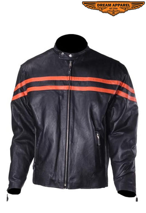 Mens Racer Jacket With Orange Racing Stripes