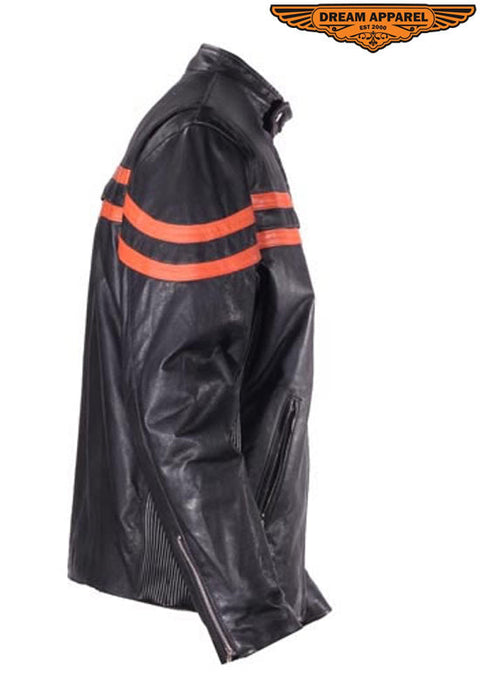 Mens Racer Jacket With Orange Racing Stripes