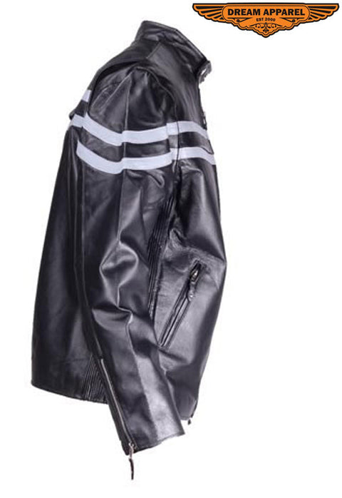 Mens Racer Jacket With Silver Racing Stripes