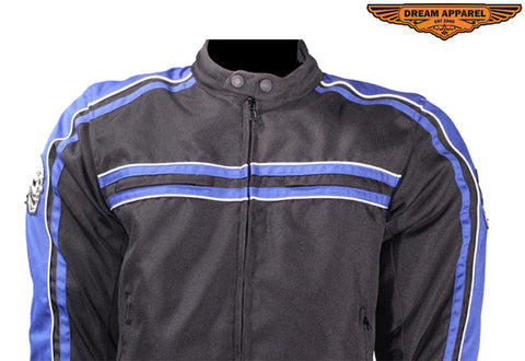 Men's Black Lightweight Textile Jacket W/ Blue Striped Design