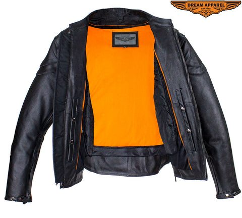 Men's Reflective Leather Concealed Carry Jacket