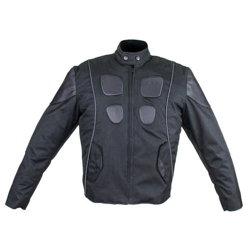 Mens Textile Motorcycle Jacket Leather Padding on Shoulders