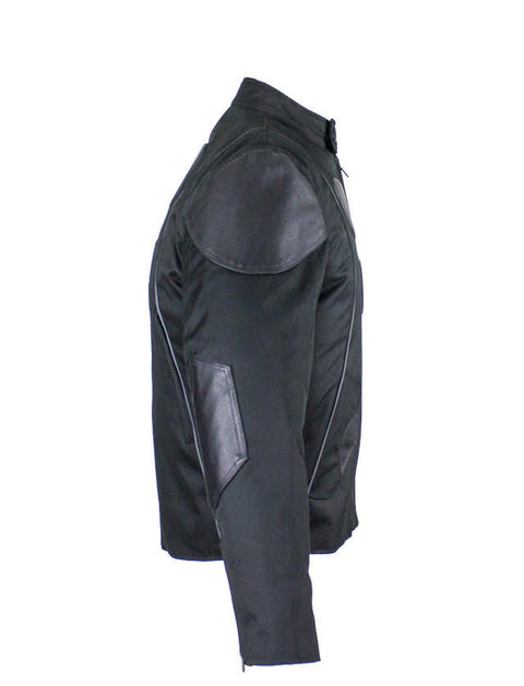 Mens Textile Motorcycle Jacket Leather Padding on Shoulders