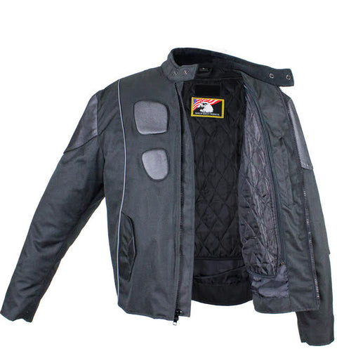 Mens Textile Motorcycle Jacket Leather Padding on Shoulders