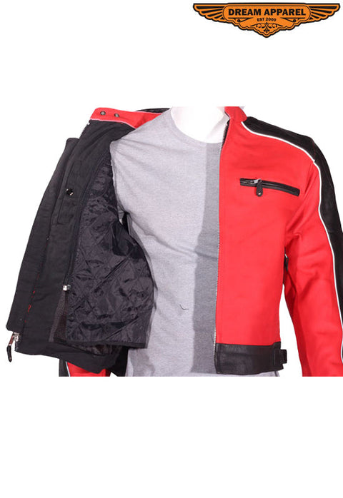 Men's Black & Red Leather Jacket