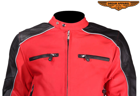 Men's Black & Red Leather Jacket