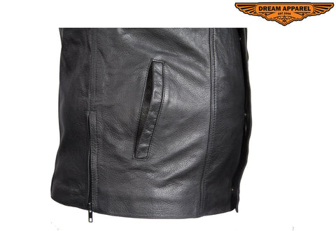 Mens Light Weight Leather Shirt With Short Sleeves