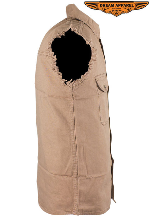 Mens Denim Beige Sleeveless