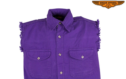 Mens Denim Purple Sleeveless