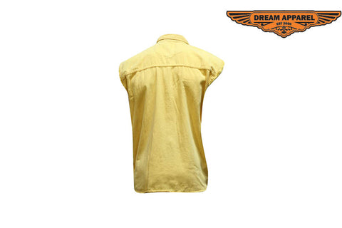 Mens Denim Yellow Sleeveless