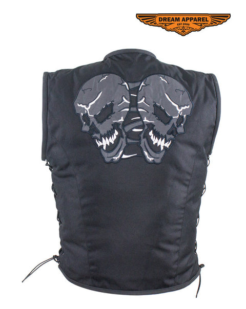 Mens Vest With Skulls Design & Gun Pocket