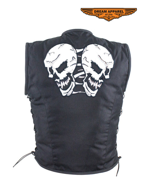 Mens Vest With Skulls Design & Gun Pocket