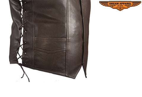 Mens Brown Leather Vest