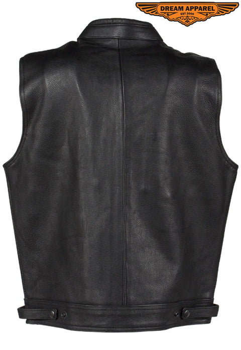 Dream Apparel Mens Leather Club Vest With Conceal Carry Pockets