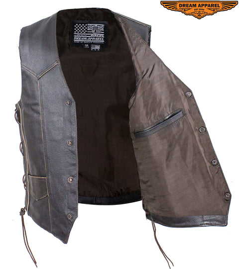 Mens Native American Retro Brown Leather Vest