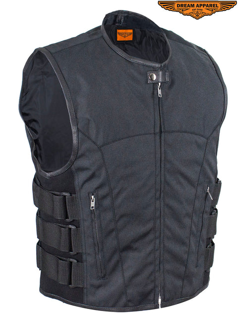 Men’s Black Motorcycle Textile Vest with Gun Pockets