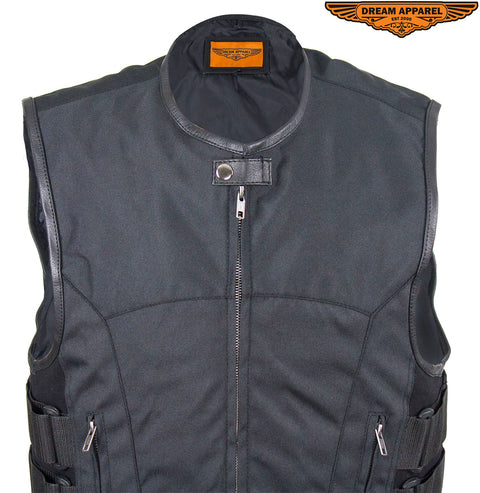 Men’s Black Motorcycle Textile Vest with Gun Pockets