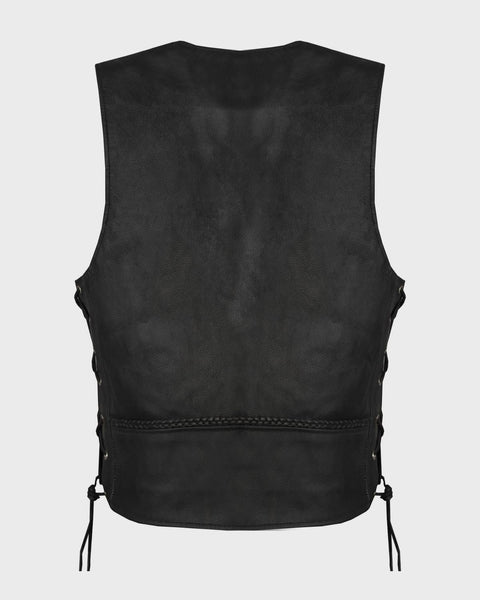 Men's Leather Vest With Buffalo Nickel Snaps