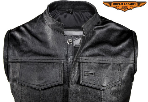 Dream Apparel Men's Motorcycle Vest With Concealed Carry Pockets