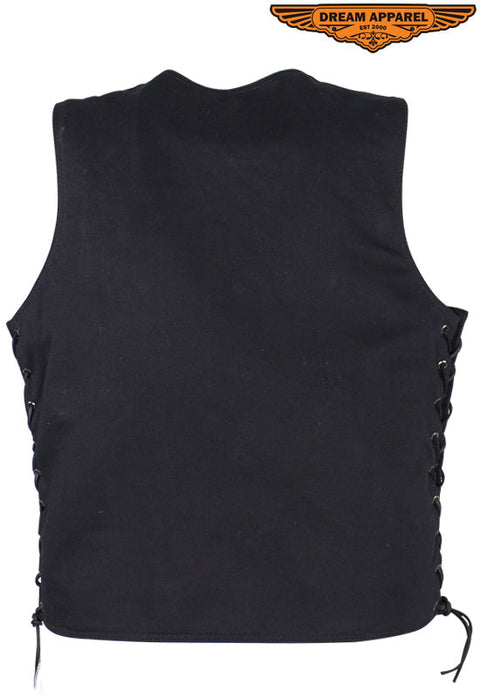 Men’s Black Denim Motorcycle Club Vest