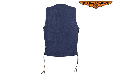 Men's Dark Blue Denim Motorcycle Club Vest