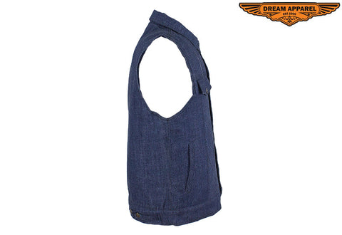 Men's Dark Blue Denim Gun Pocket Club Vest