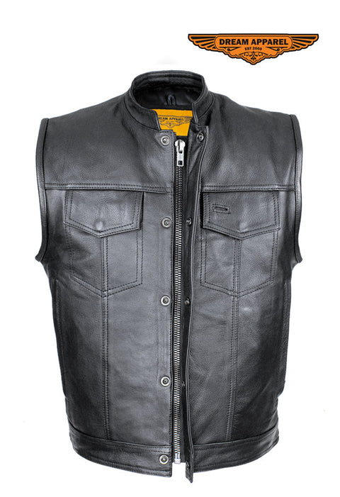 Cowhide Leather Motorcycle Club Vest - Defender Vest - Conceal Carry Pockets