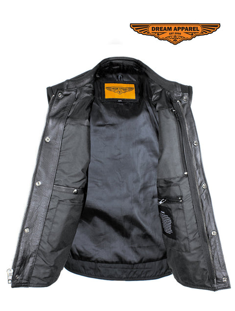 Cowhide Leather Motorcycle Club Vest - Defender Vest - Conceal Carry Pockets