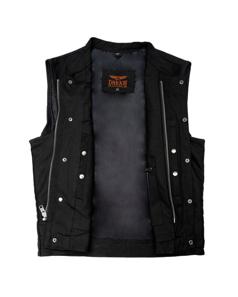 Mens SOA Style Motorcycle Club Vest® Black Denim Conceal Carry Pockets