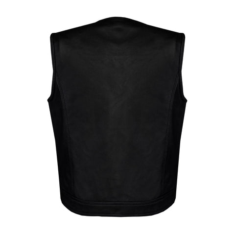 Dream Apparel Mens Motorcycle Collarless CLUB VEST® with Black Liner & Zipper Front Closure