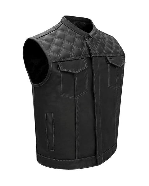 Dream Apparel Mens Black Vest Diamond Padding WHITE Threading