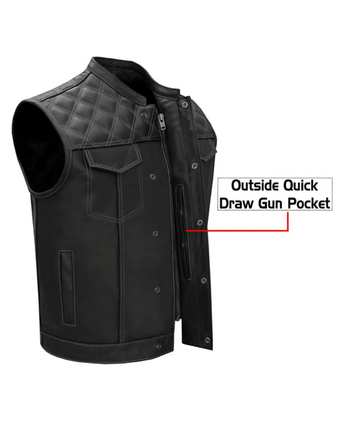 Dream Apparel Mens Black Vest Diamond Padding WHITE Threading