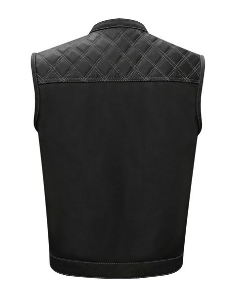 Dream Apparel Mens Black Vest Diamond Padding WHITE Threading