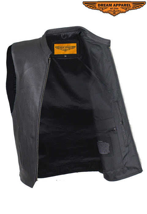 Dream Apparel Mens Leather Motorcycle Club Style Vest