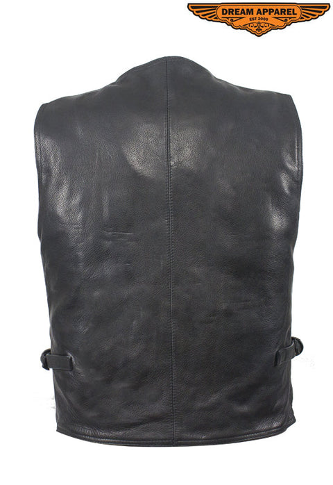 Mens Leather Cargo Vest