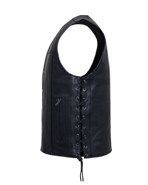 Mens Leather Vest With Concealed Gun Pockets