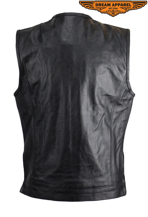 Dream Apparel Split Cowhide Leather Vest With Conceal Carry Pockets