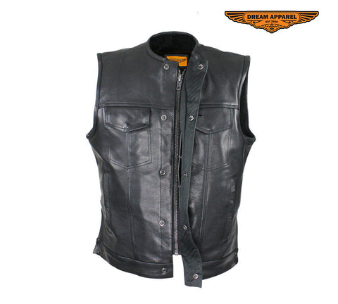 Dream Apparel Split Cowhide Leather Vest With Conceal Carry Pockets