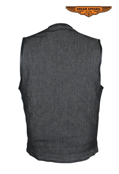 Men's Black Denim Motorcycle Club Vest