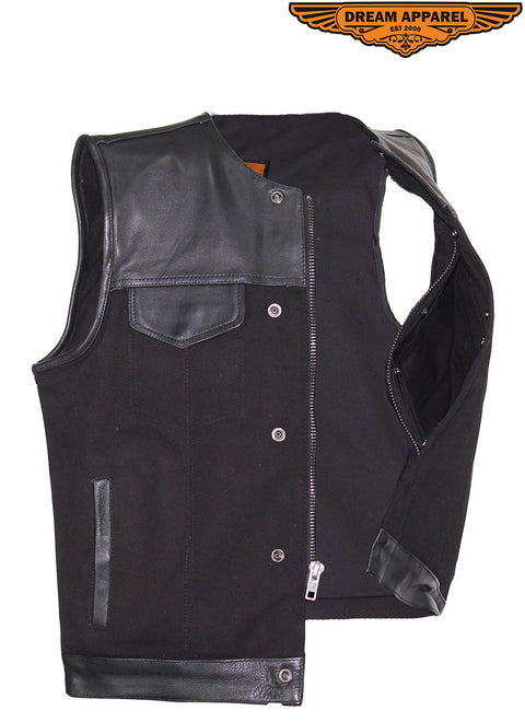 Motorcycle Leather and Canvas Club Vest®