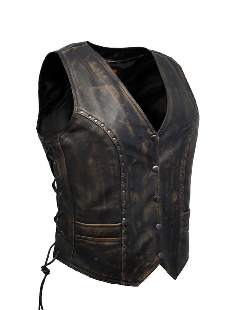 Women's Brown Studded Vest