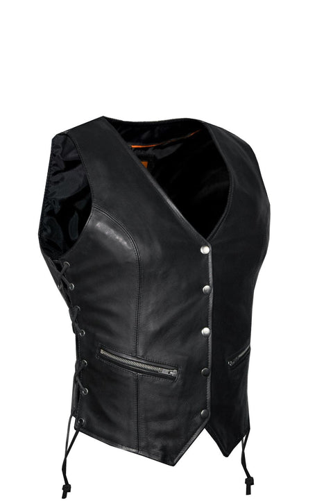 Leather naked Cowhide Vest for Ladies W/ Laces