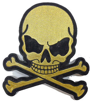 Gold Metallic Skull Crossbones Patch