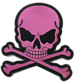 Pink Skull Crossbones Embroidered Patch