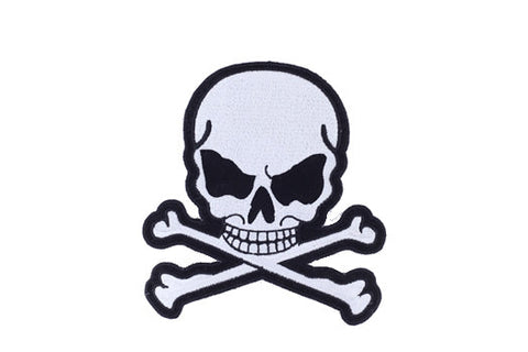 Light Grey Skull with Crossbones Patch