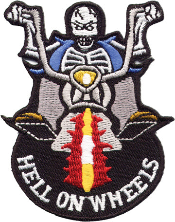 "Hell on Wheels" Skeleton on Bike Patch