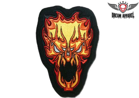 Flaming Monster Skull Motorcycle Patch