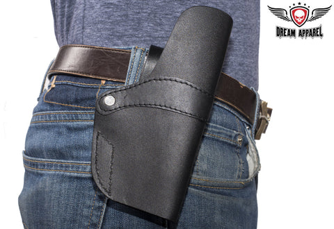 Black Leather Gun Holster With Two Leather Straps