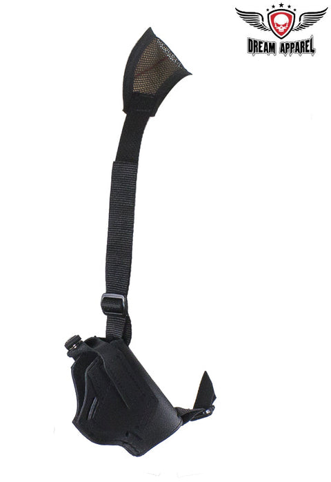 Black Leather Gun Holster with Shoulder Strap